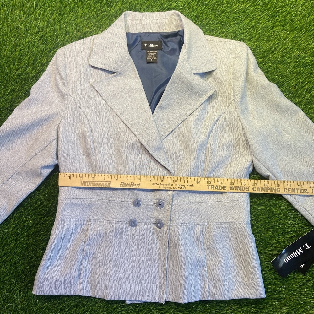 NEW T. MILANO - WOMEN'S Sz 8 GRAY 3/4 SLEEVE BLAZER SUIT JACKET - Picture 6 of 10